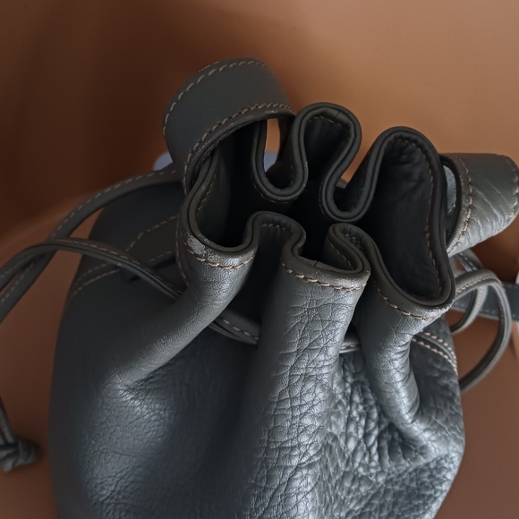 Slate Blue Textured Mini Bucket Bag with Adjustable Strap mint green - Picture 7 of 12